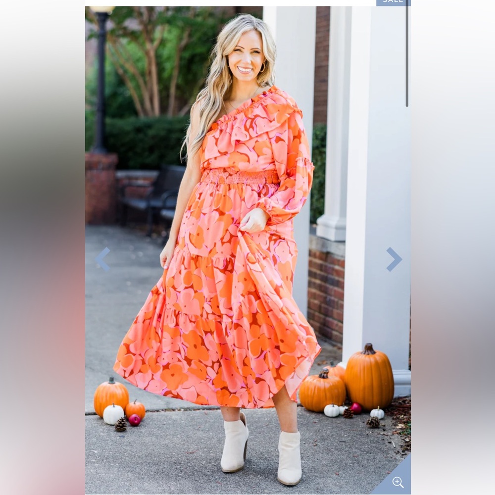 Vibrant Floral One-Shoulder Dress